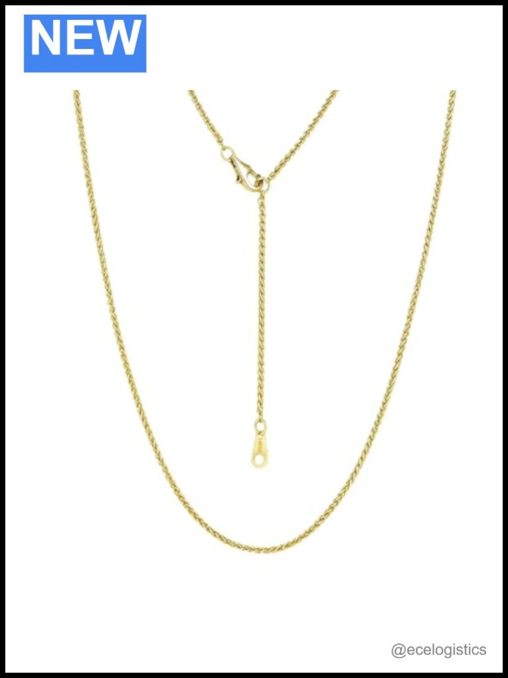 14K Gold Chain Necklace 20in Wheat Chain Hypoallergenic Everyday Jewelry